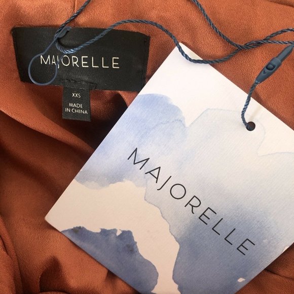 MAJORELLE Nelly Mini Dress Terracotta Brown Satin